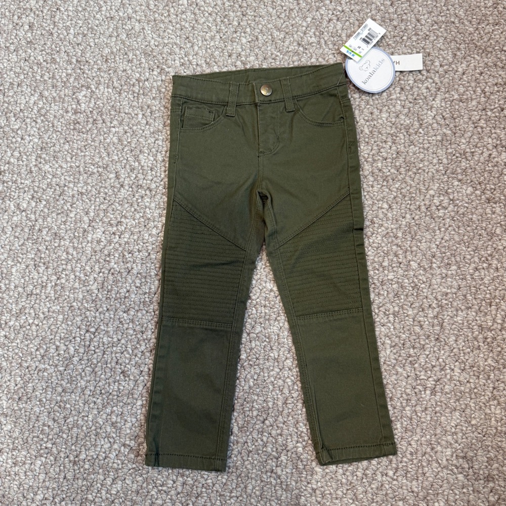 Koala Kids Toddler‎ Olive Green Moto Pants Ribbed Knee Size 3T NWT